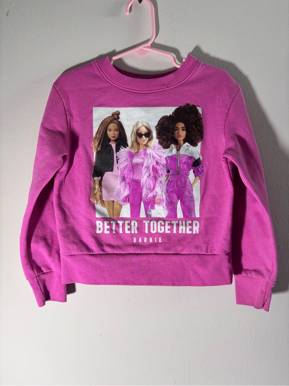 Mattel Barbie Girls' Magenta 'Better Together' Graphic Sweatshirt